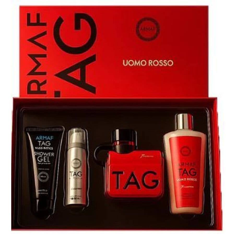 set uomo tag rosso 4 piezas